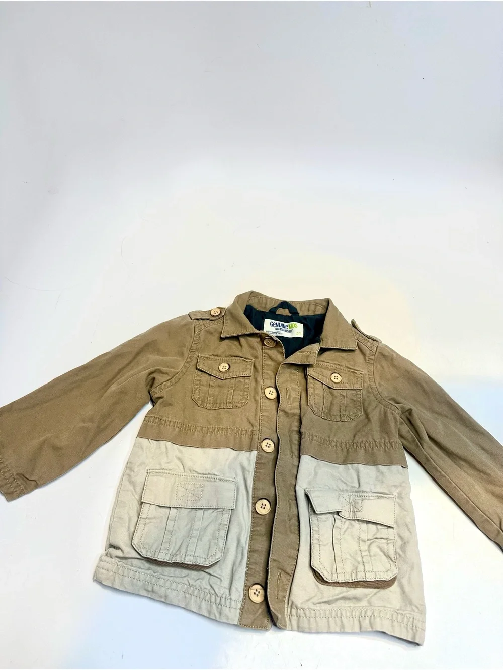 OshKosh B'gosh Two-Tone Brown & Beige Cotton Utility Jacket